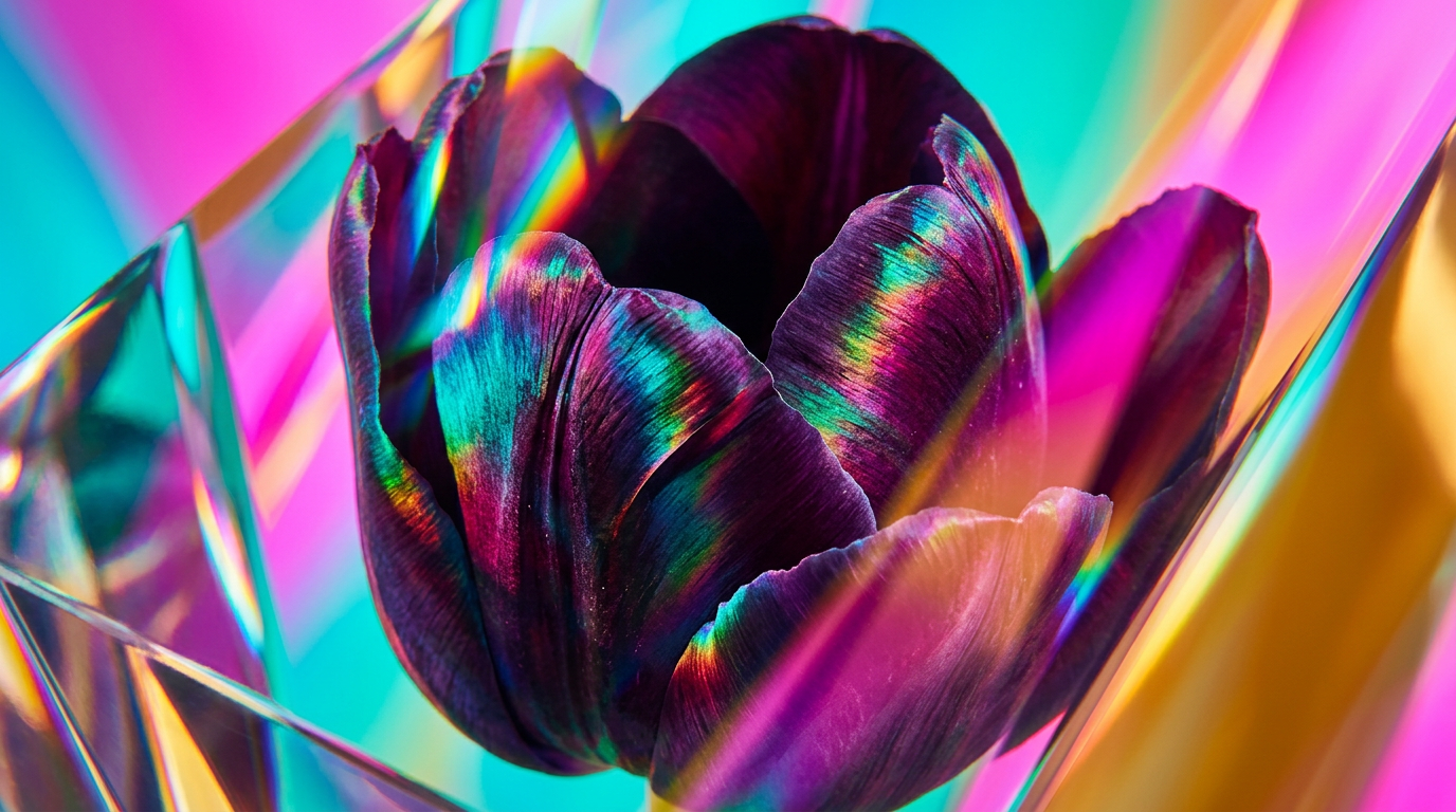 Black Tulip Fragrance Bottle in a moody setting