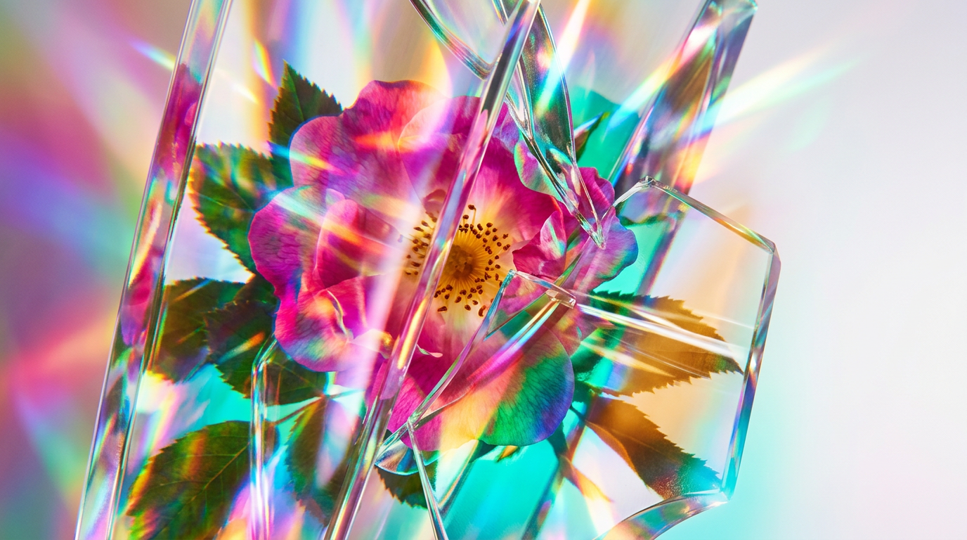 A comparison of elegant floral perfumes including Wild Roses and luxury glass bottles