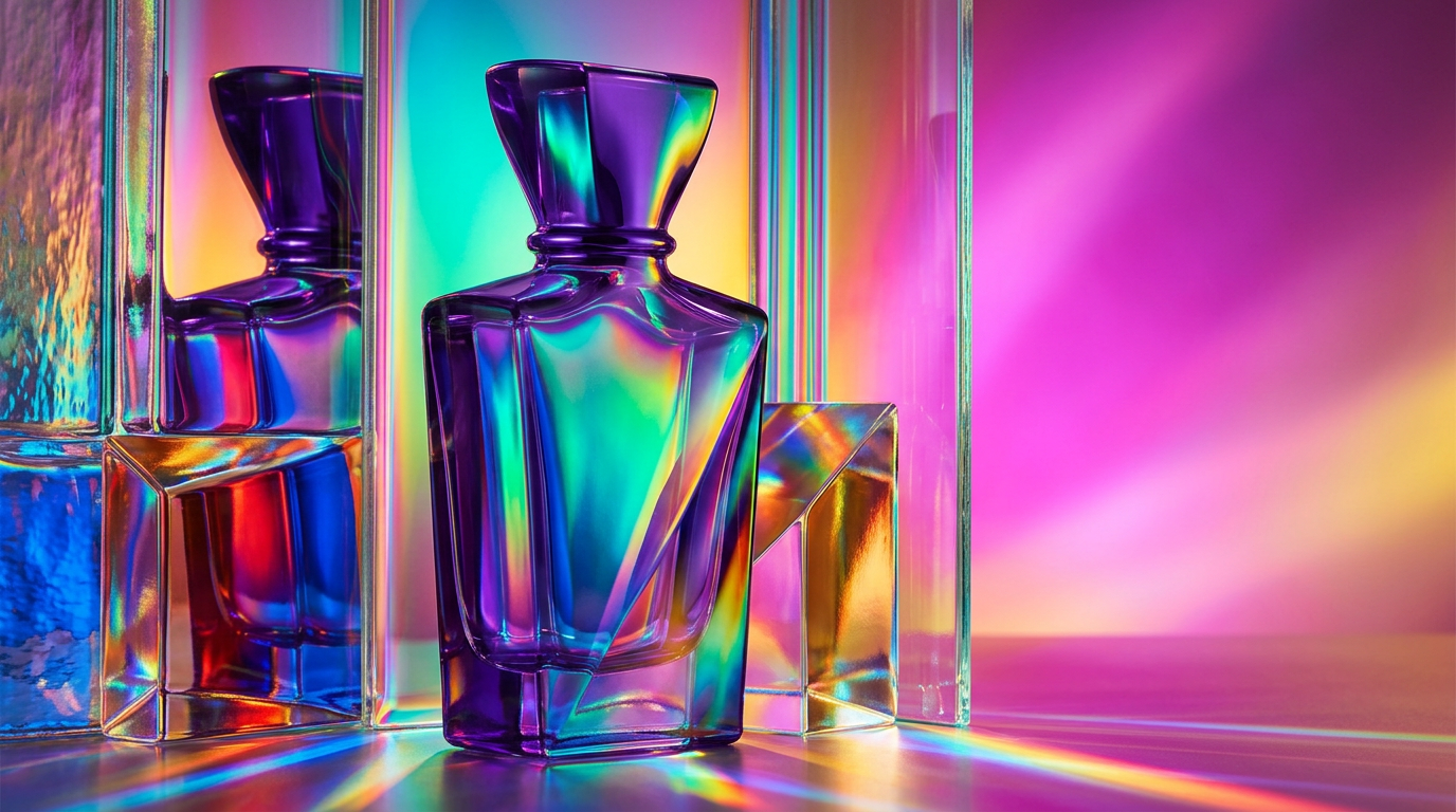 Luxury fragrance bottles on a dark, moody background