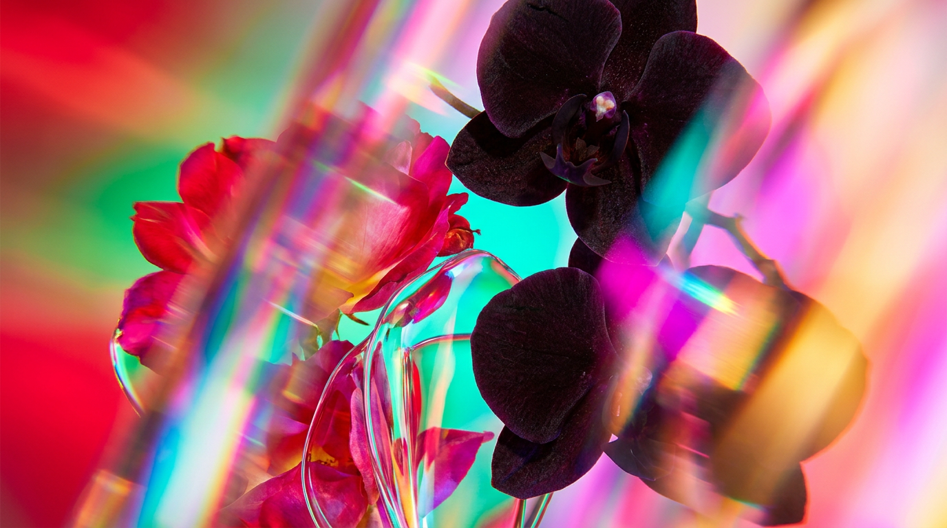 An artistic comparison of light and dark floral perfumes
