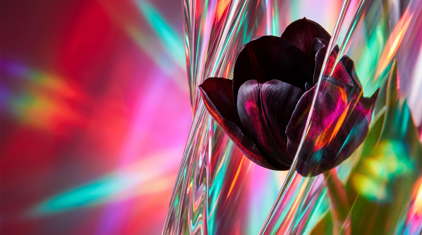 Black Tulip Fragrance and luxury perfume bottles on a dark, elegant background