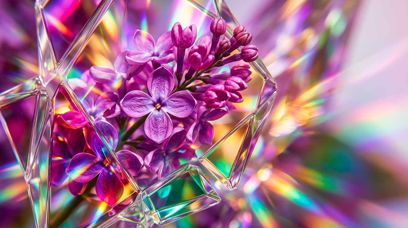 Fresh lilac blooms in a misty spring garden