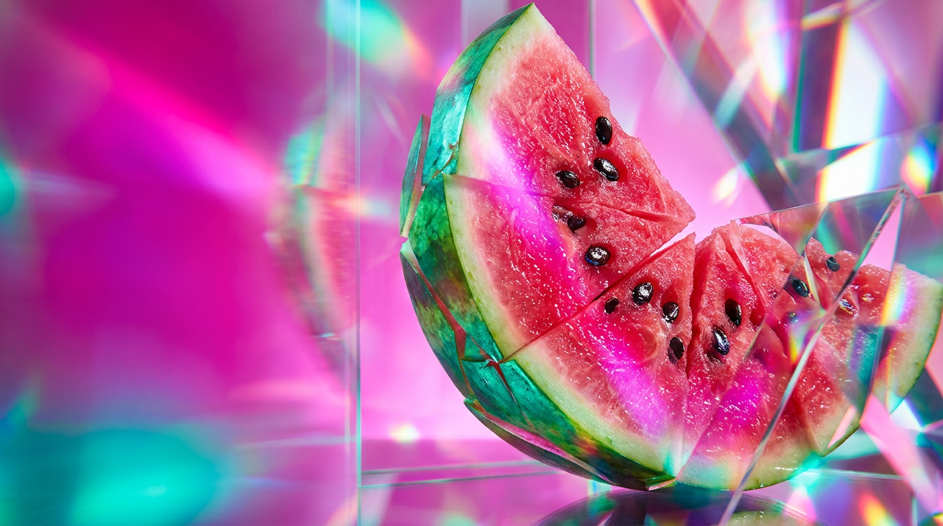 Refreshing watermelon fragrance on a sunny beach