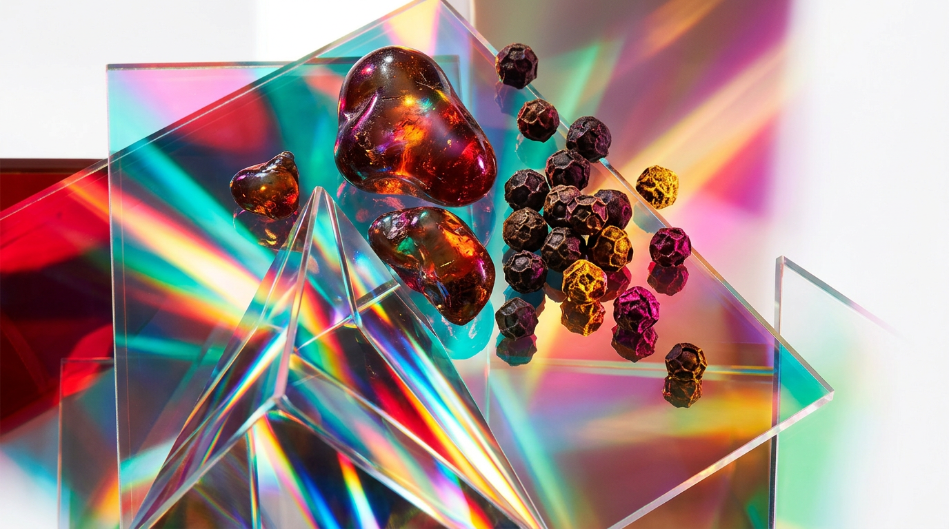 An atmospheric display of Frankincense Black Pepper perfume surrounded by spices and dark woods