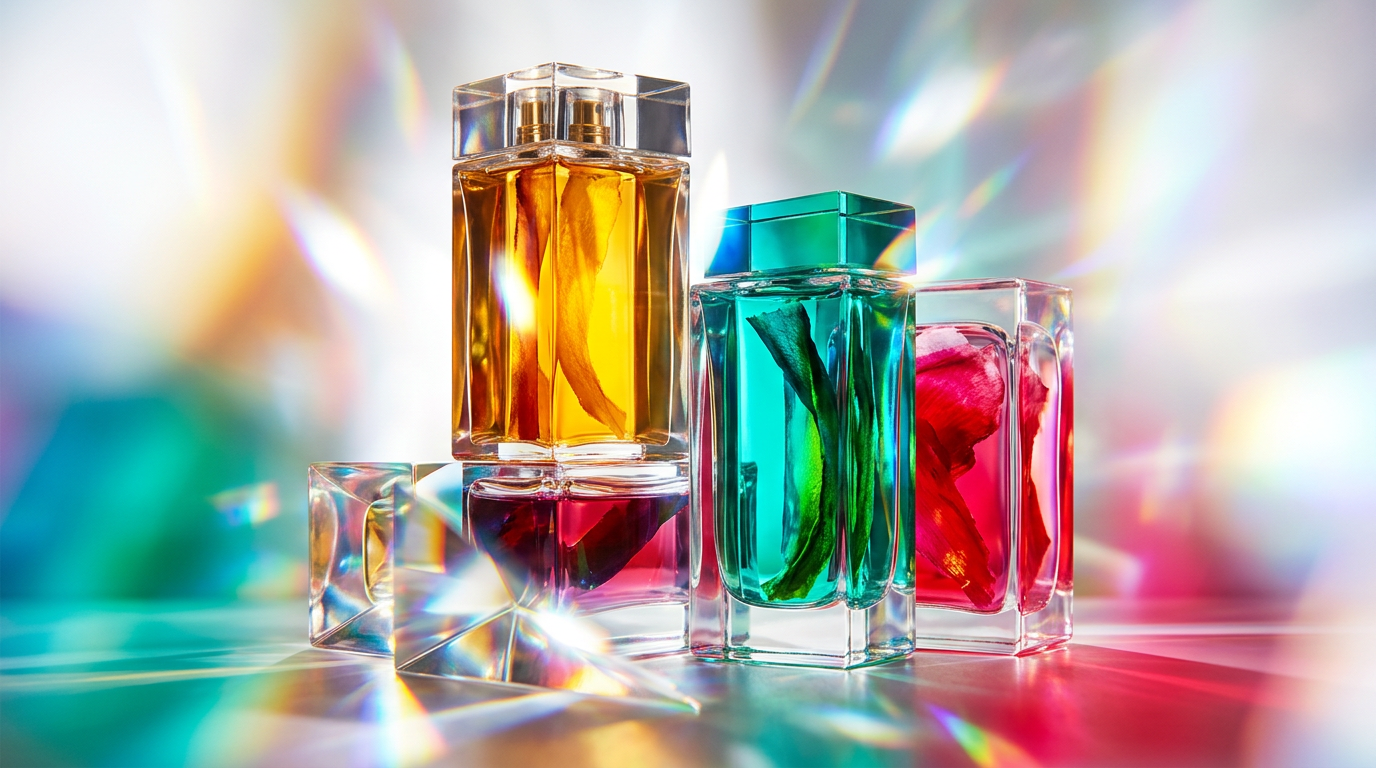 A collection of elegant Shay & Blue fragrance bottles on a minimalist background