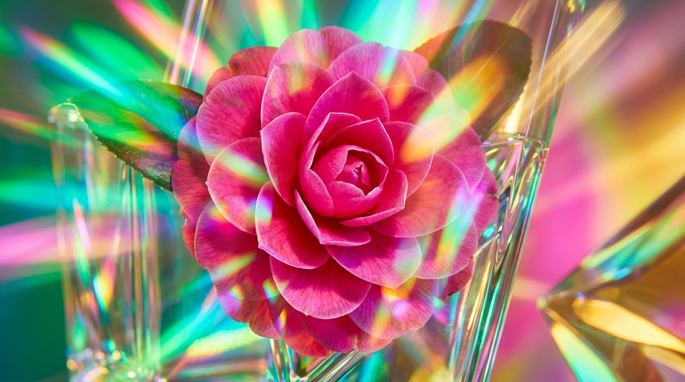 An elegant garden party setting with floral decorations and Tallulahs Camellia perfume