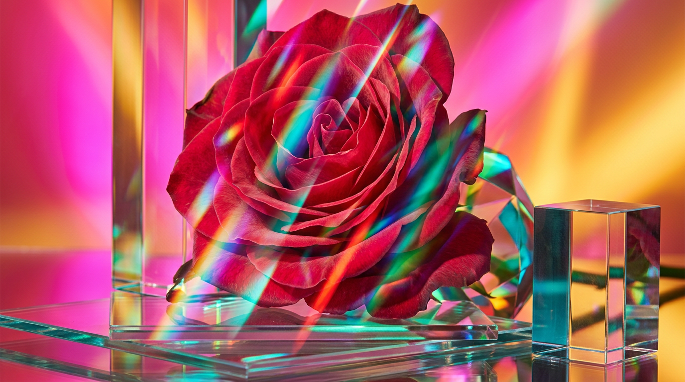 A fresh, untamed rose garden at dawn