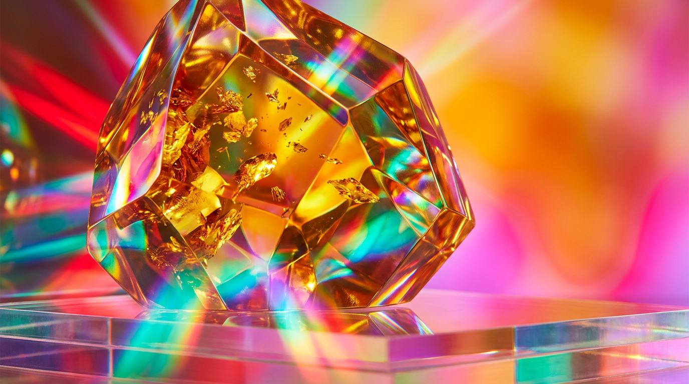 An artistic representation of warm golden amber resins and luxury perfume bottles