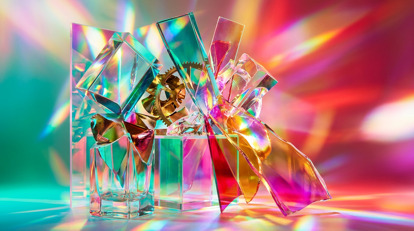 An artistic display of unconventional perfume bottles on a textured surface