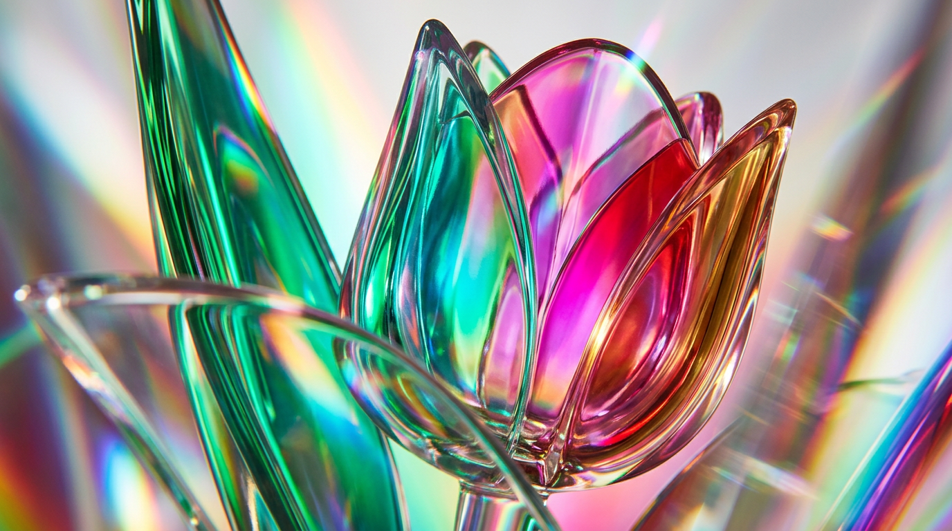 A collection of elegant fragrance bottles and botanical tulip illustrations