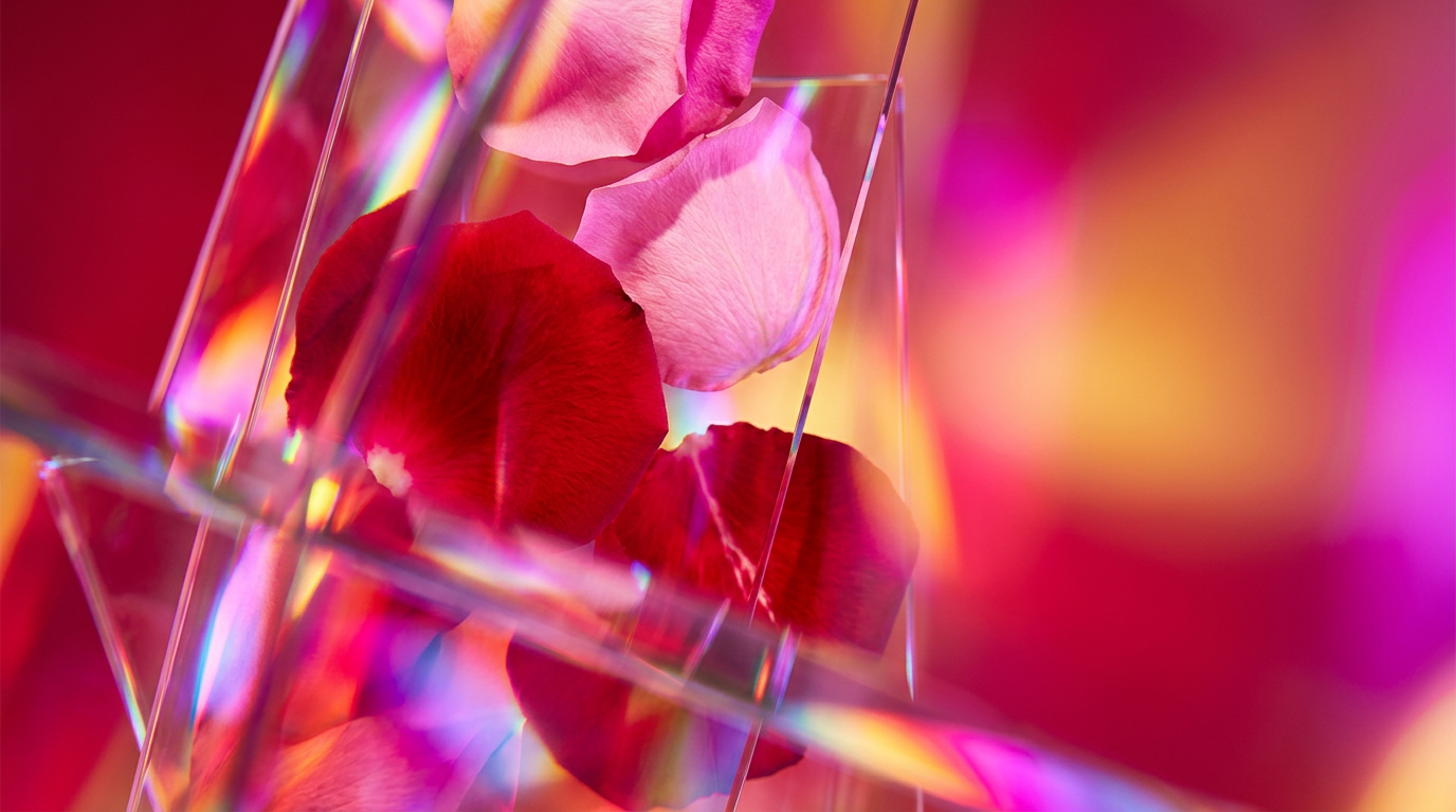 Comparison of luxury rose fragrances in a botanical setting