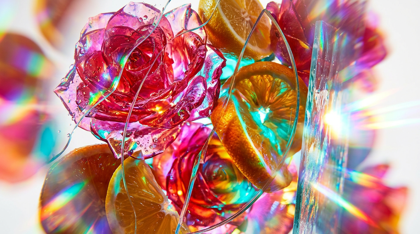 A collection of fresh floral and citrus perfumes on a sunlit vanity