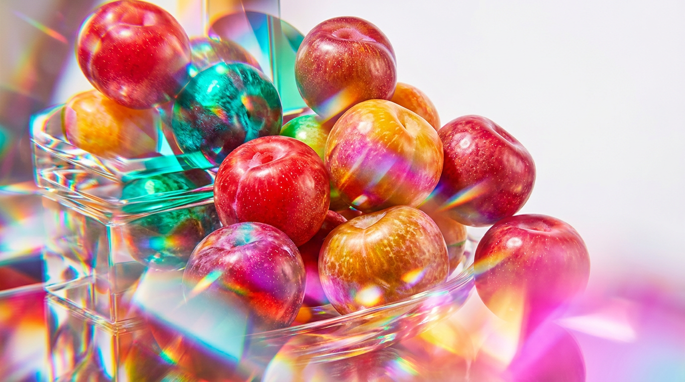 A luxurious scene featuring dark plums and elegant perfume bottles representing oriental plum fragrances