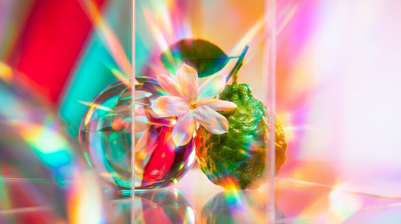 Luxury perfume bottles on a clean, modern vanity representing allergen-free fragrance choices