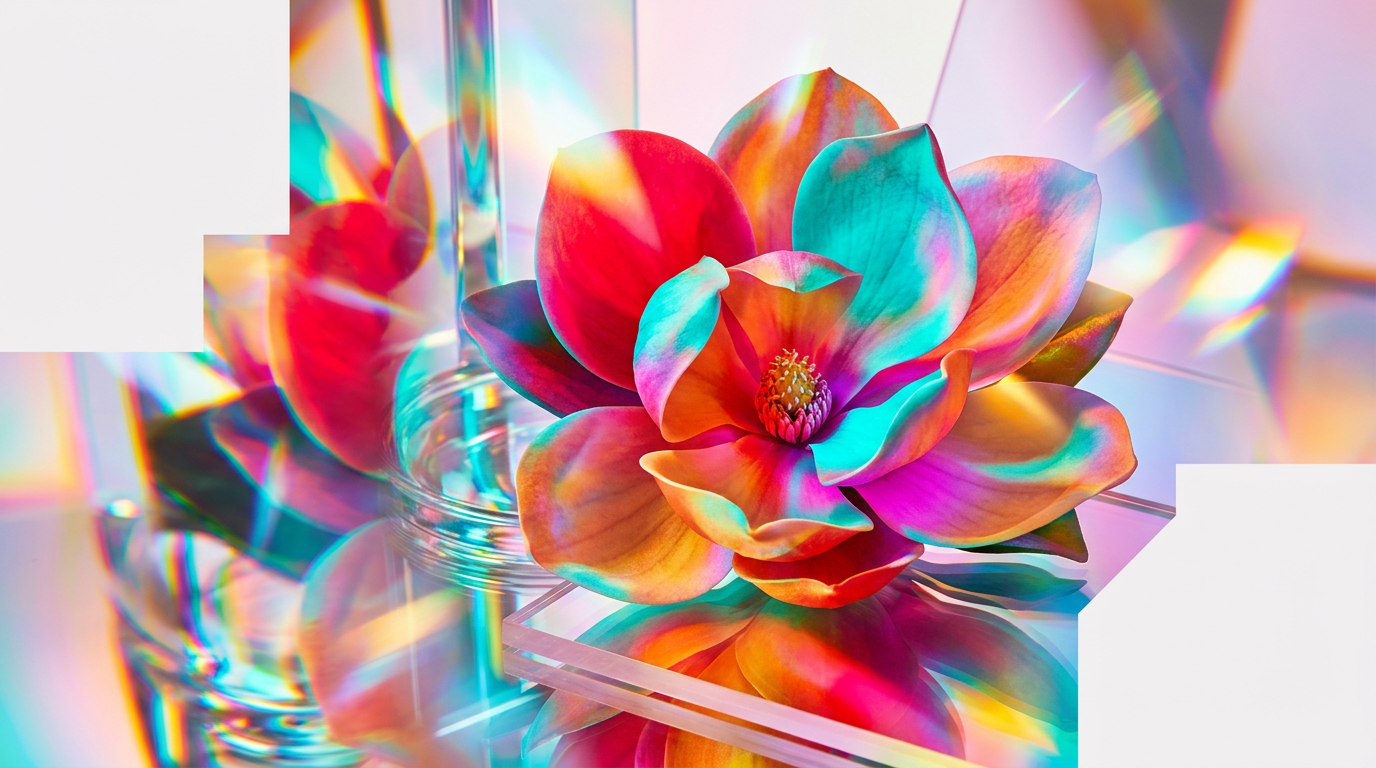 Elegant white magnolia blossoms against a soft blue background