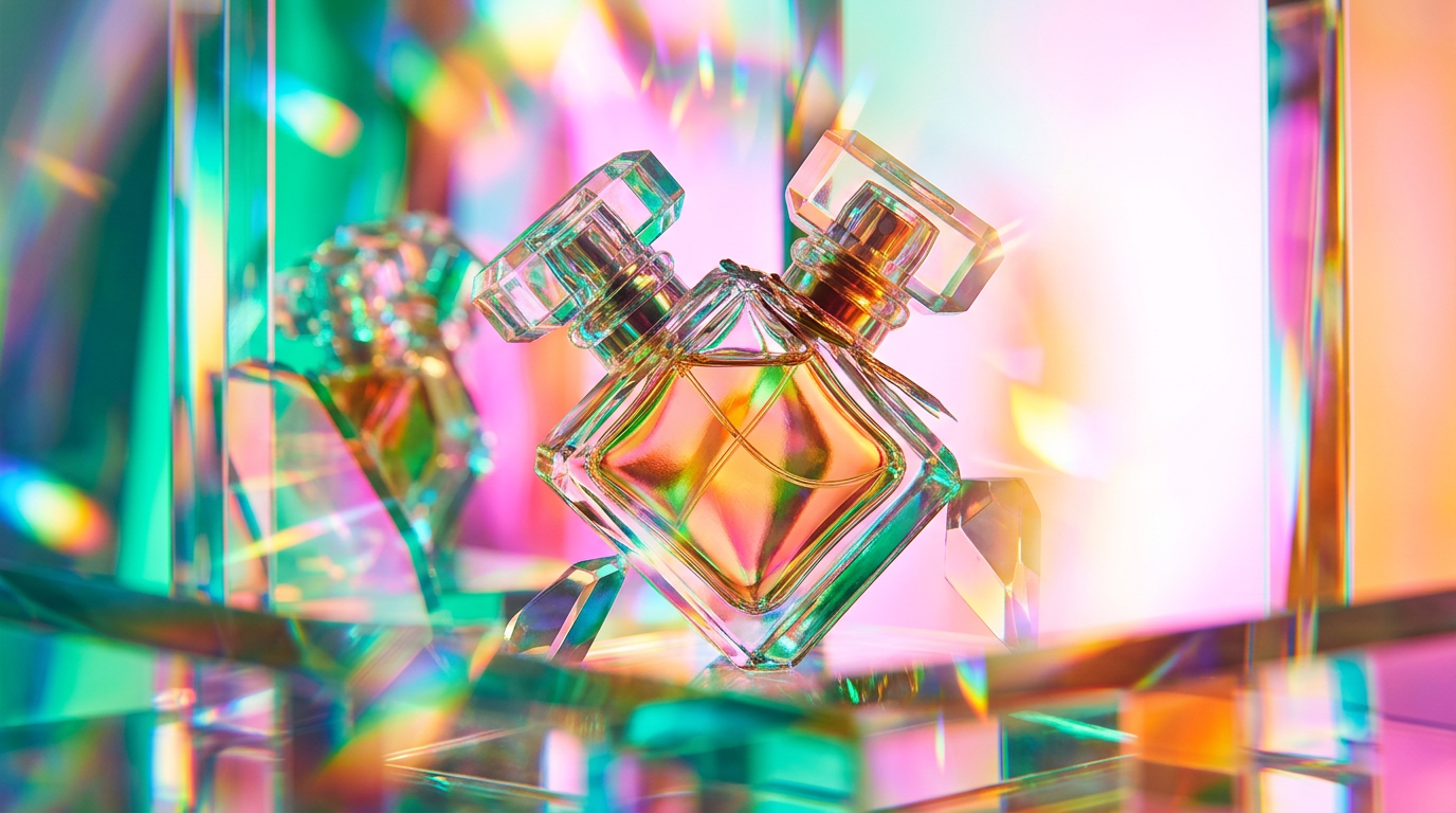 An elegant display of Shay & Blue perfume bottles on a reflective surface