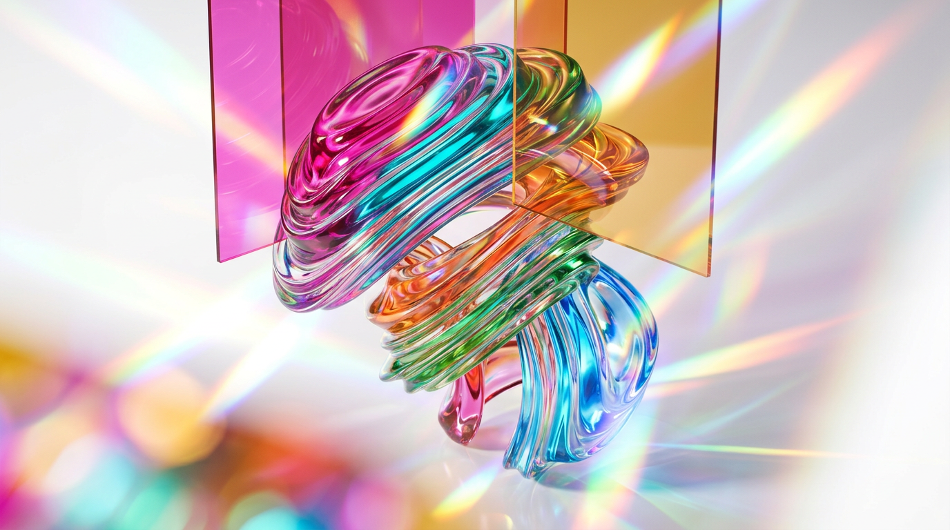 An abstract and mystical perfume bottle surrounded by swirling dark florals and vibrant colors