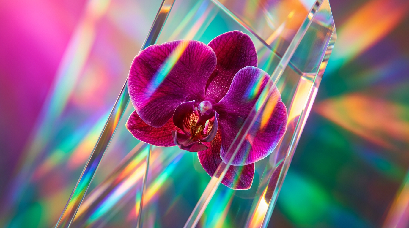 Elegant evening fragrance bottle on a dark marble surface