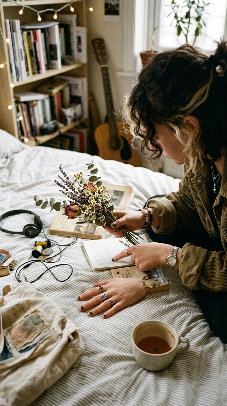 A woman applying fragrance to her pulse points in a well-lit modern apartment, emphasizing the personal ritual of scent application.