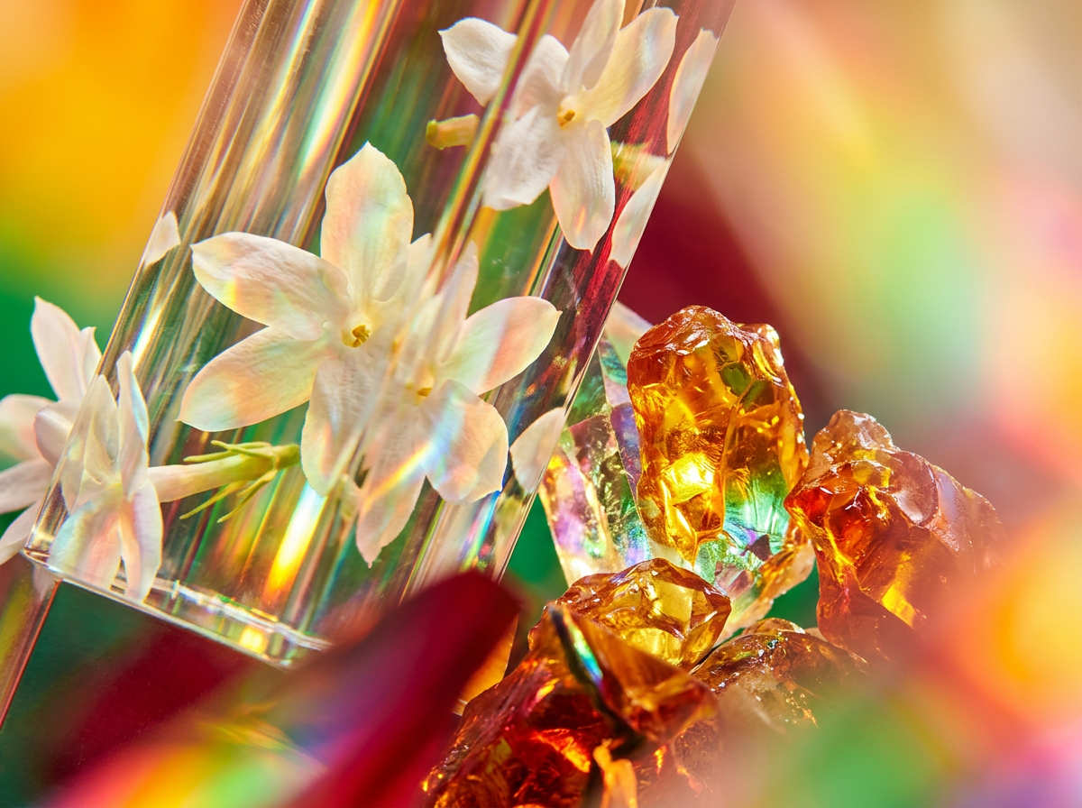 A visual representation of scent molecules interacting with skin