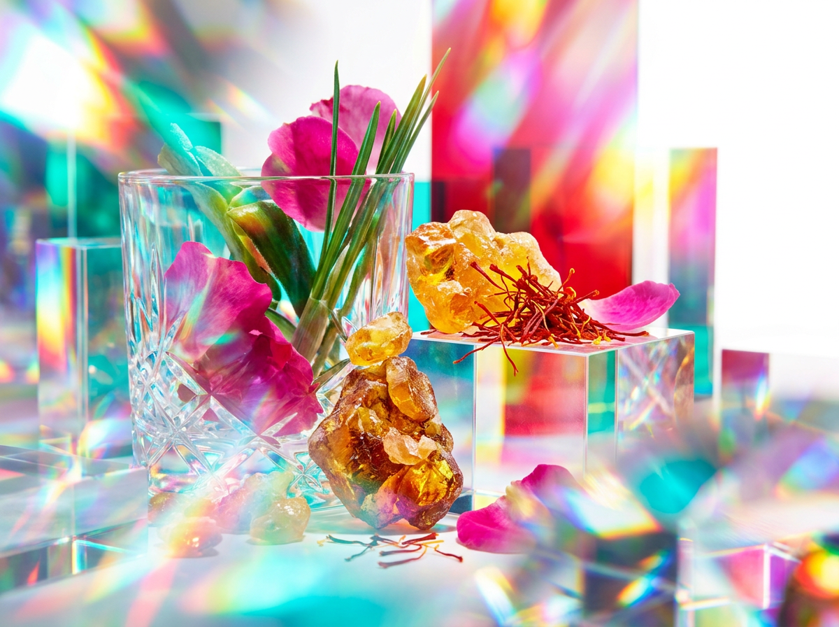 Detailed shot of Iris roots and petals used in fine fragrance