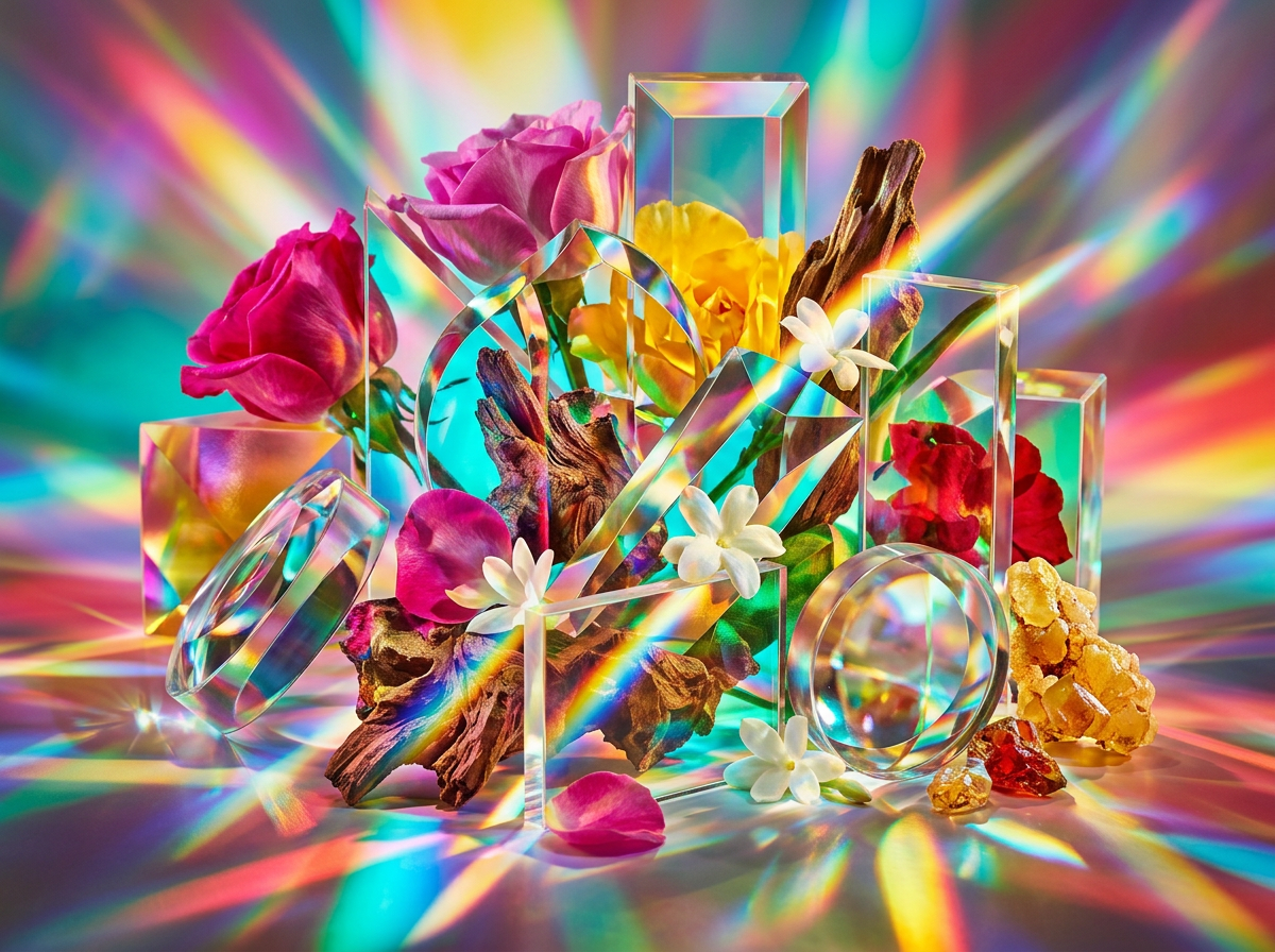 Artisan perfume ingredients and glass vials