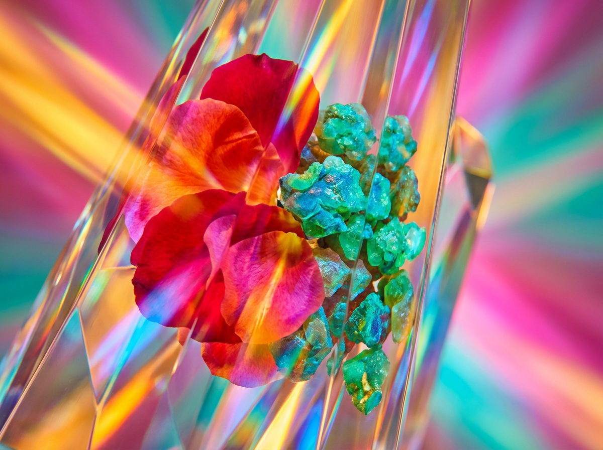 Elegant artisanal perfume bottles in a sun-drenched setting