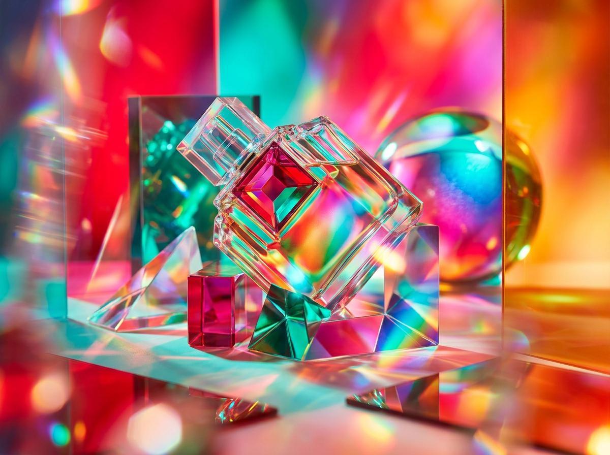 A collection of clean, minimalist fragrance ingredients