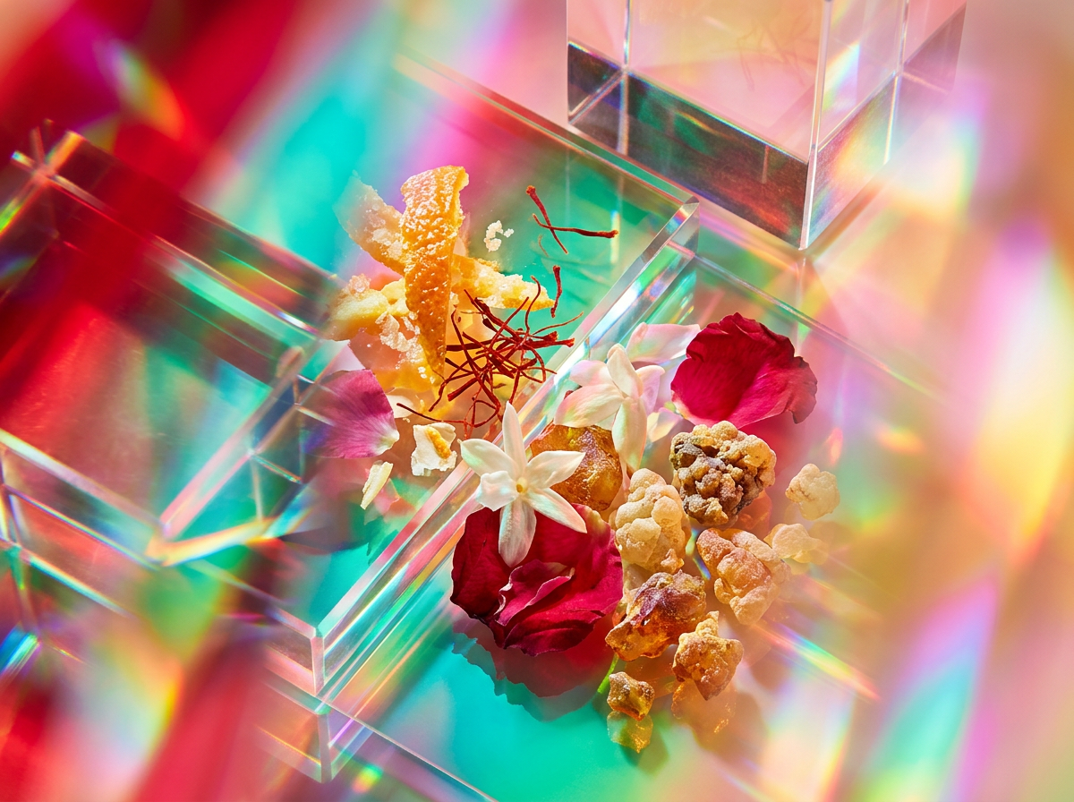 Artisanal perfume bottles on a marble vanity representing discreet luxury