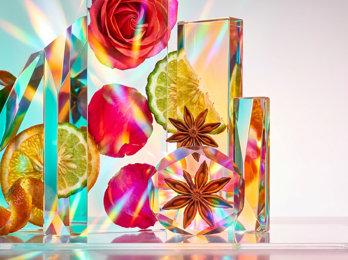 A deep, dark perfume bottle representing evening luxury