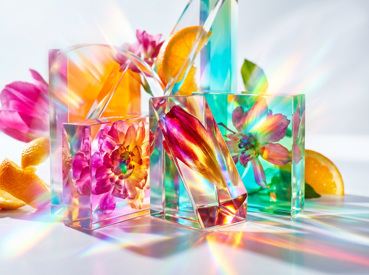Artisanal perfume bottles being layered on a vanity