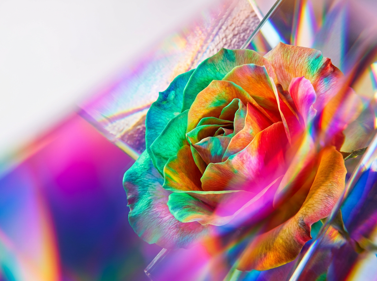 Artisanal perfume bottles on a dark, reflective surface