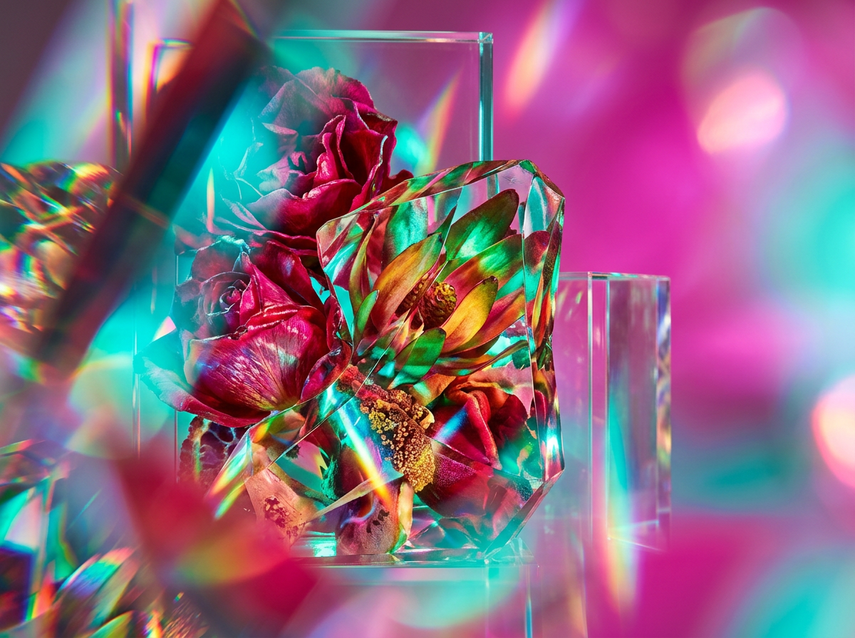 Stills of a 10ml fragrance bottle in a natural, woody setting