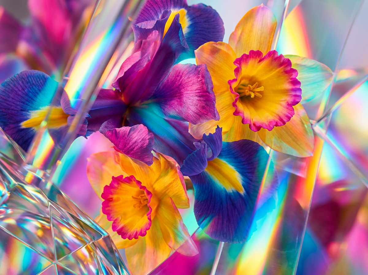 Close up of jasmine and rose petals evoking a botanical purity