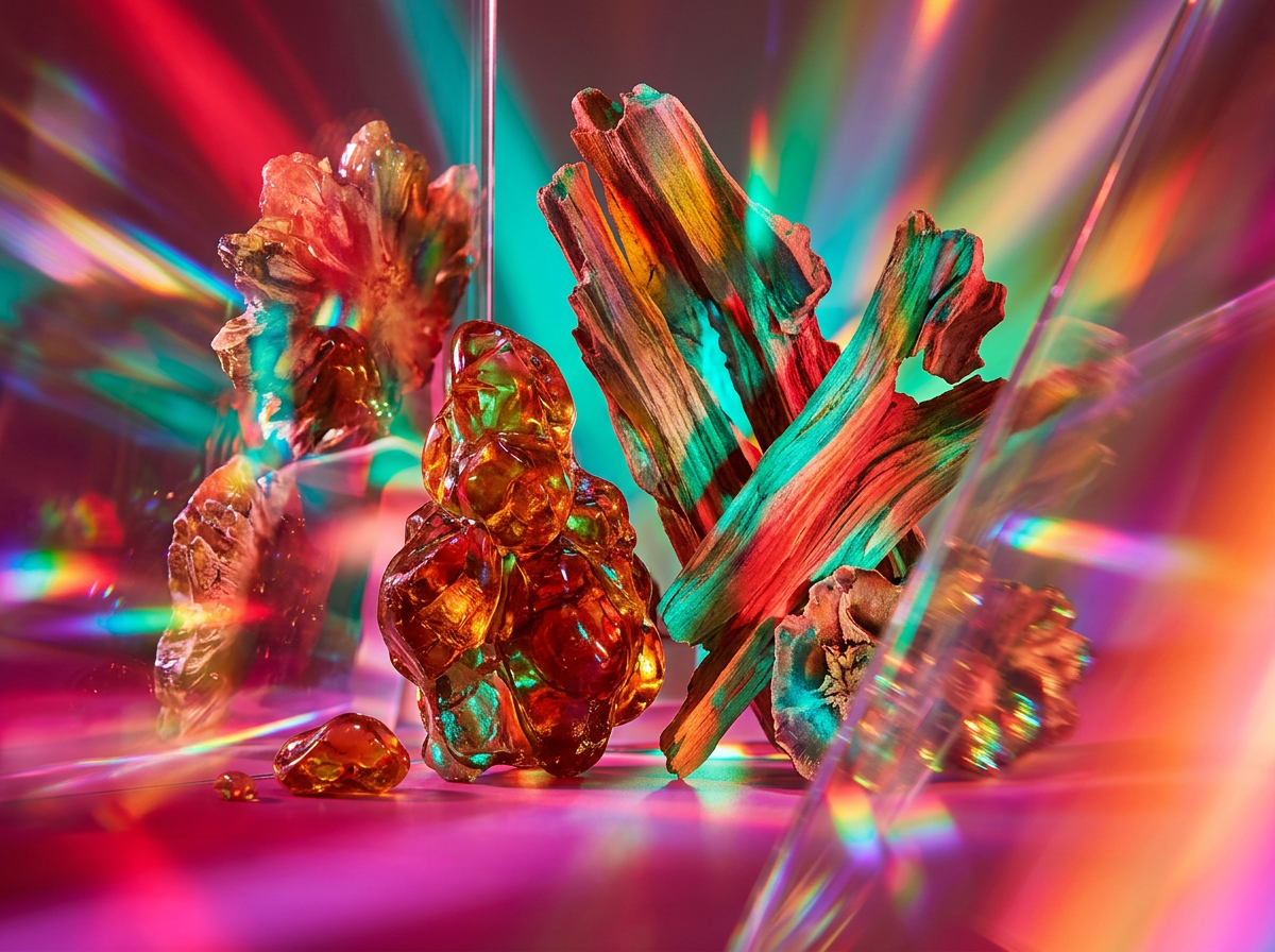 Close up of a perfume bottle being misted over flower petals