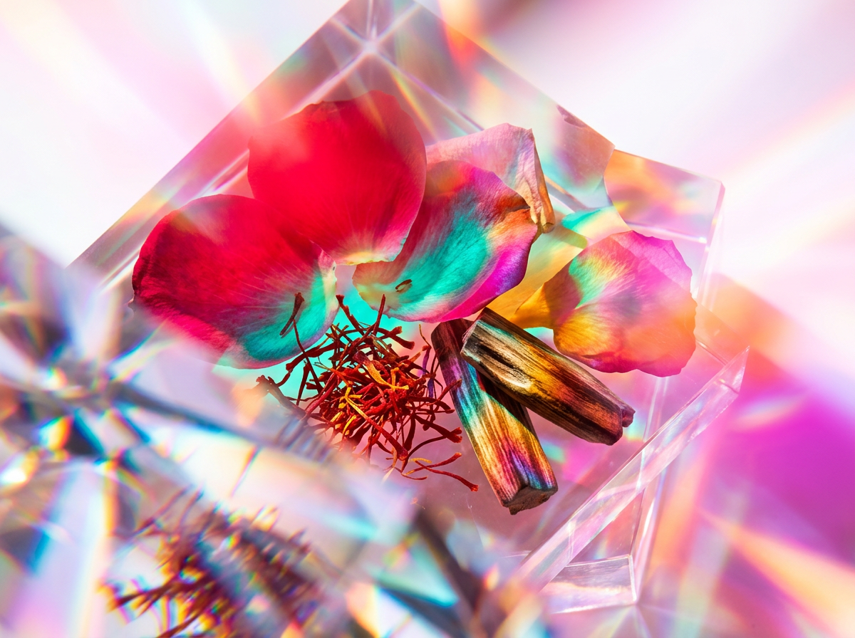 Artisanal perfume creation process showcasing natural ingredients