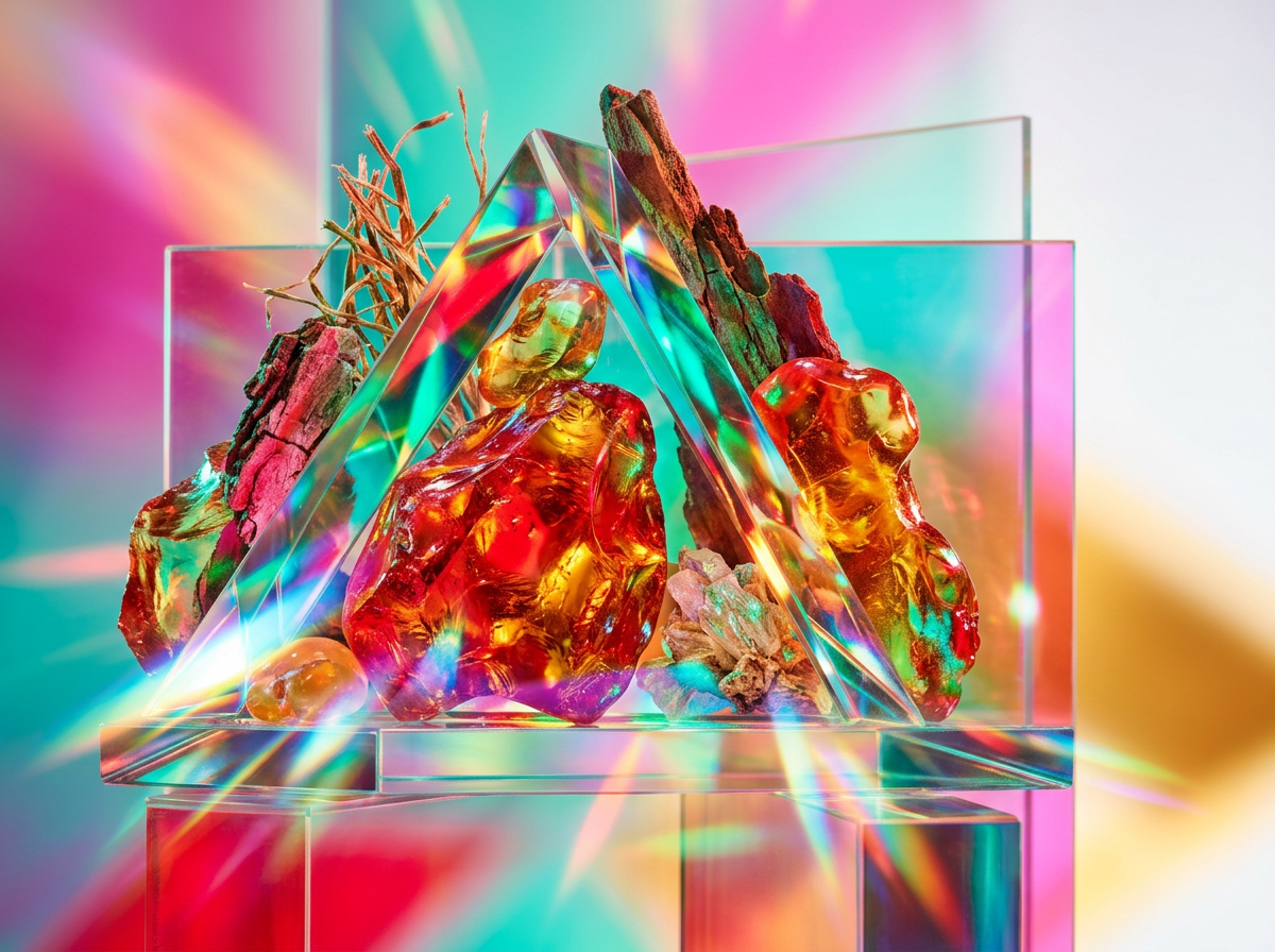 Close up of fresh citrus and tropical greenery for summer fragrance inspiration