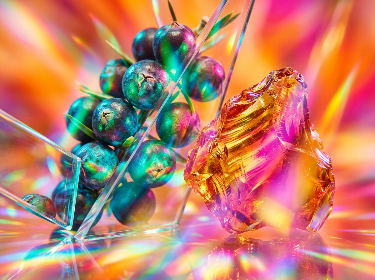 Close up of dark petals and perfume bottle illustrating the moody and sweet qualities of tulip-based scents