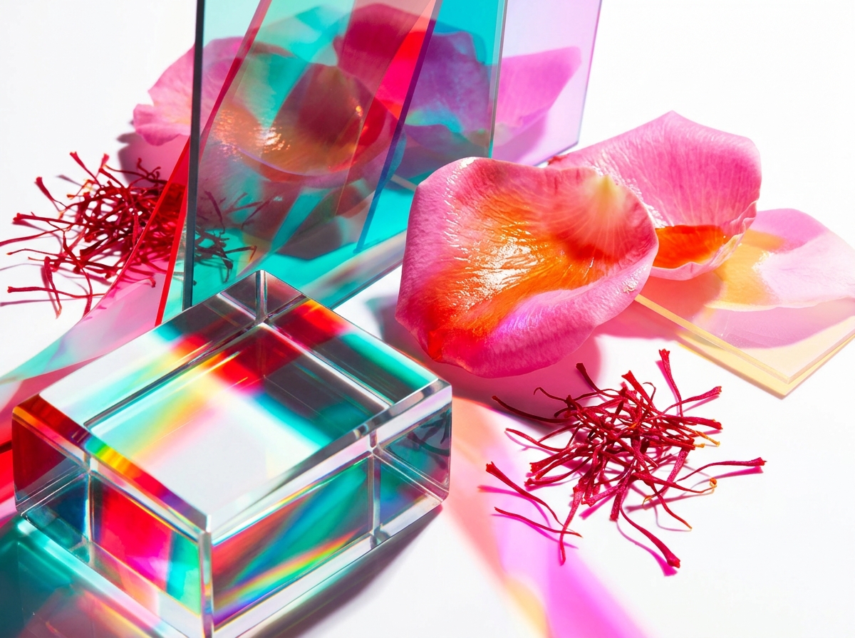 Cluttered but beautiful desk with botanical illustrations and perfume components