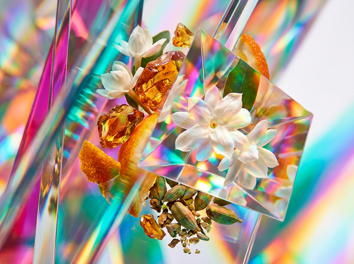 A bottle of Shay and Blue perfume amongst fresh citrus and white flowers