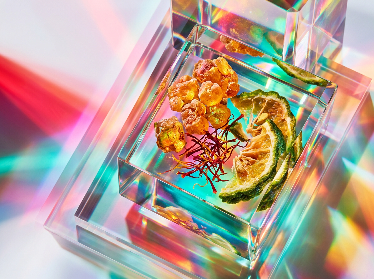 Artisanal perfume bottles on a textured surface