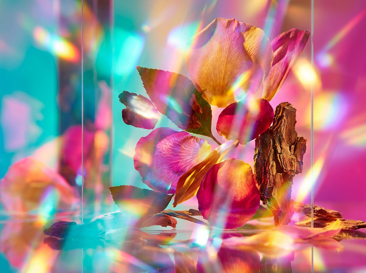 Dark floral perfume bottle with moody lighting and velvet textures