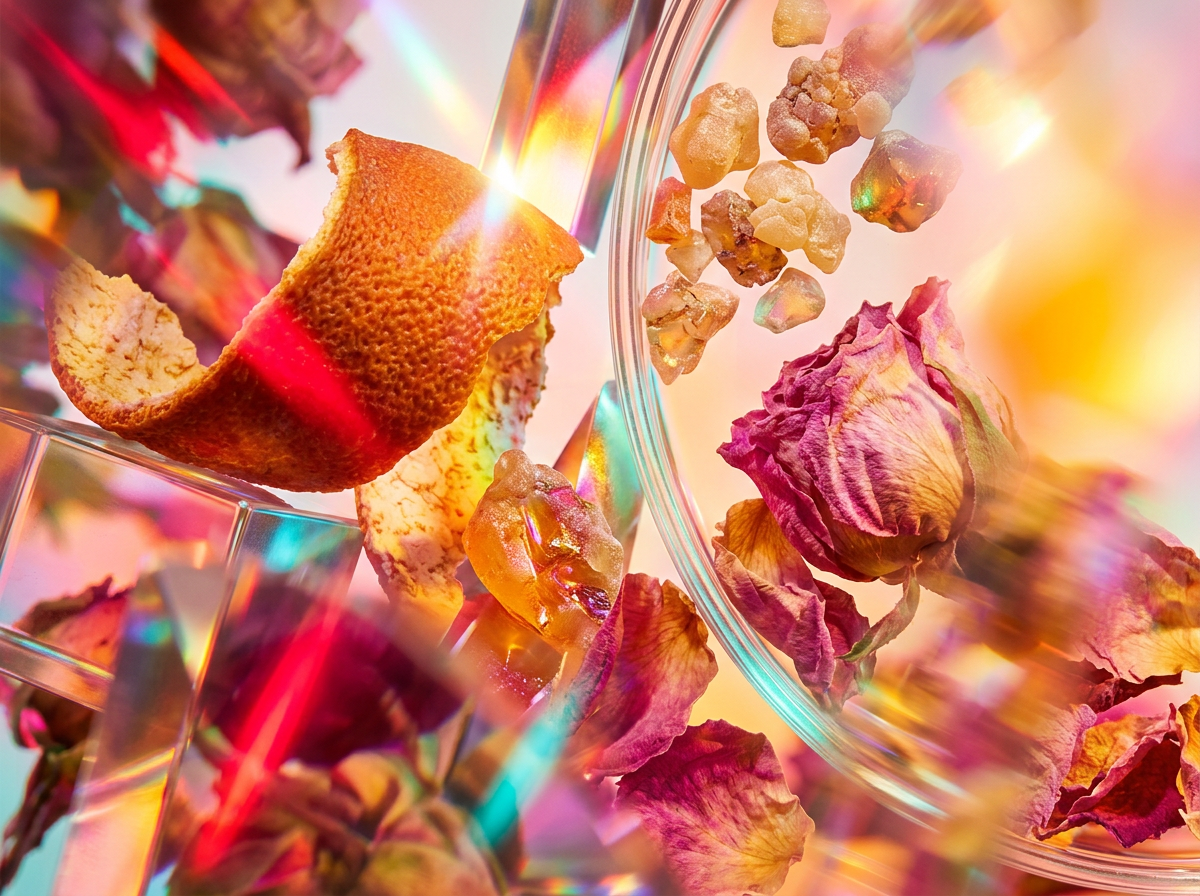 Mood board featuring dark plum, oud wood, and chocolate