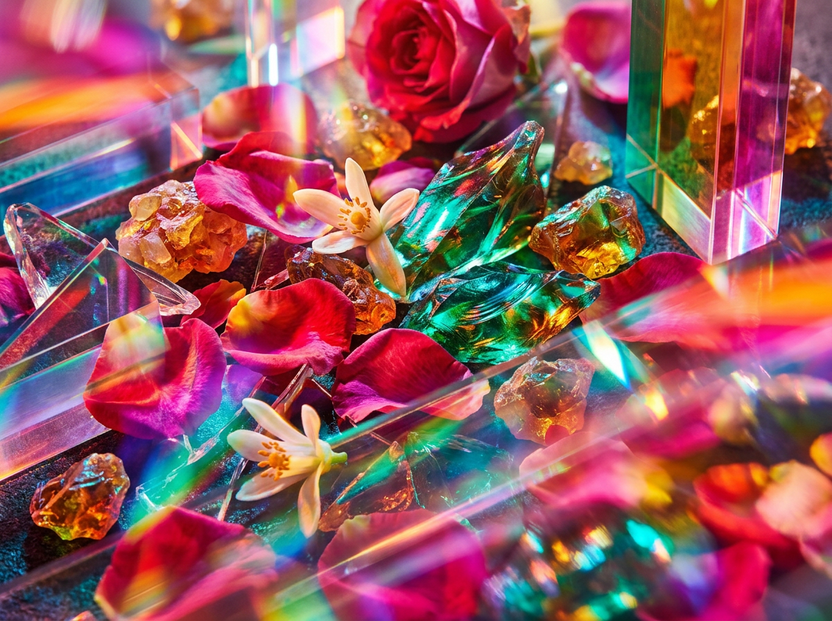 Close up of a luxury perfume box and bottle being wrapped as a gift