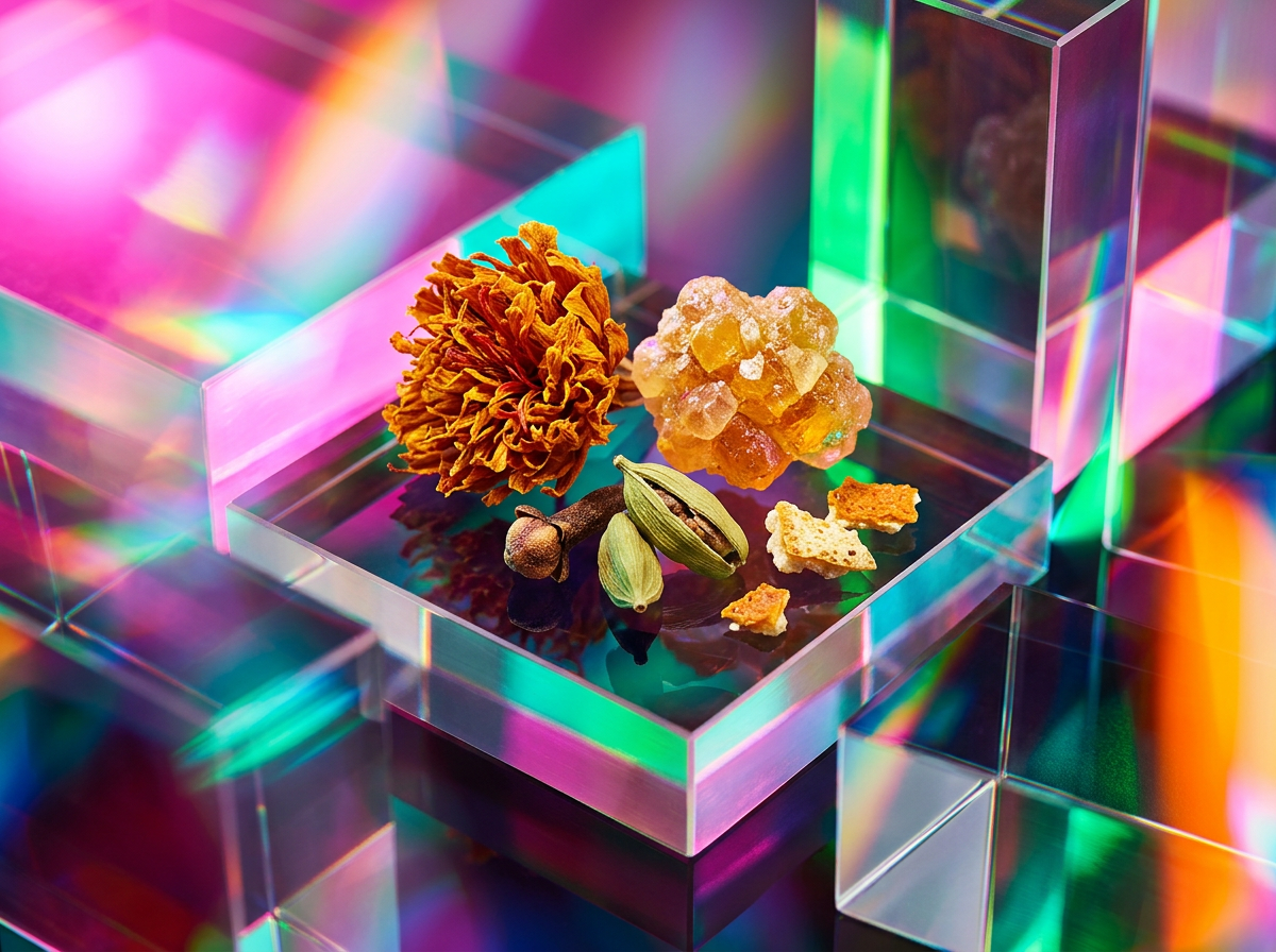 Artisanal fragrance bottles on a wooden desk with lavender sprigs