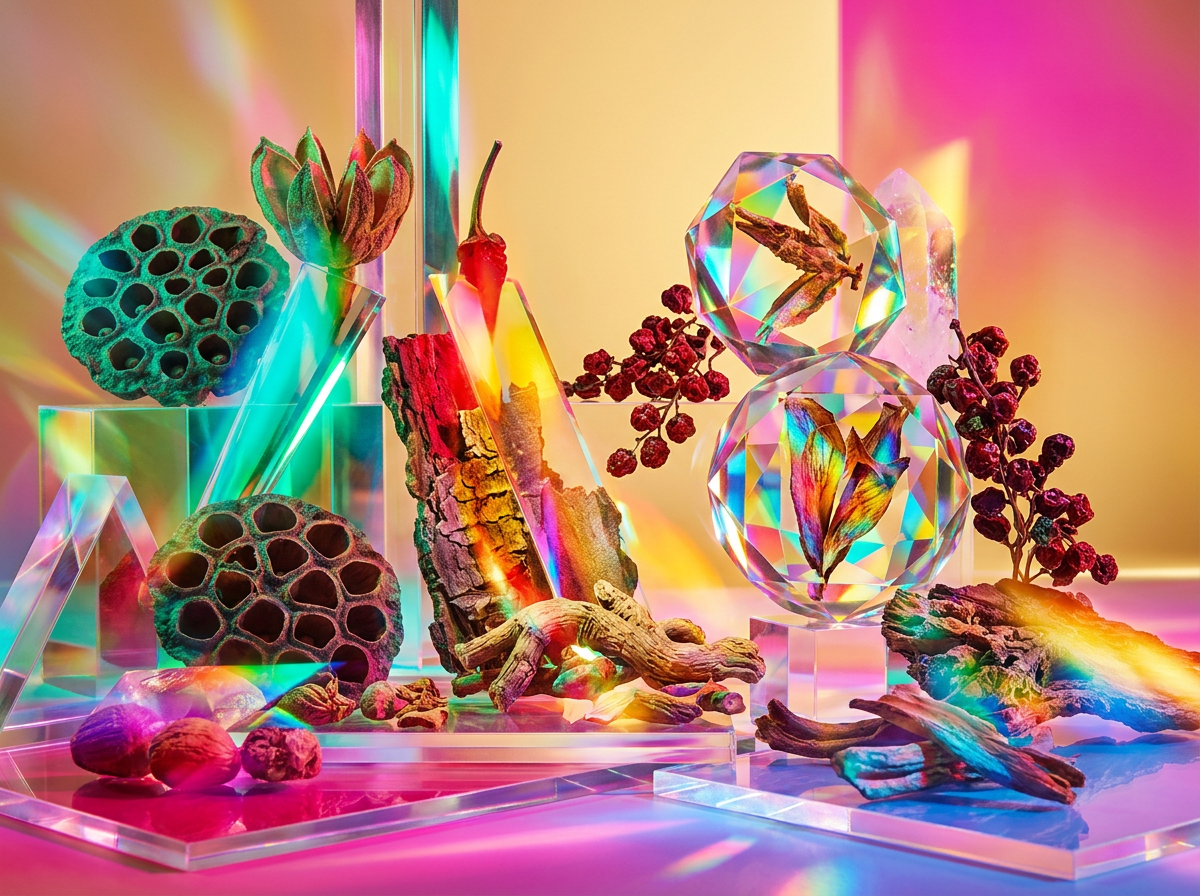 Stills of Shay and Blue perfume bottles in a botanical setting