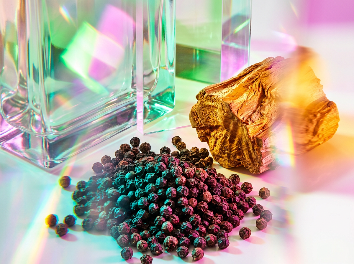 Different perfume ingredients like citrus and spices layout