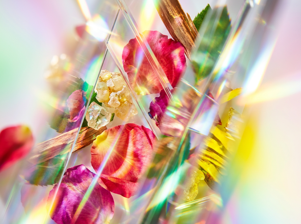 Close up of white orchid flowers and coffee beans representing the fragrance notes
