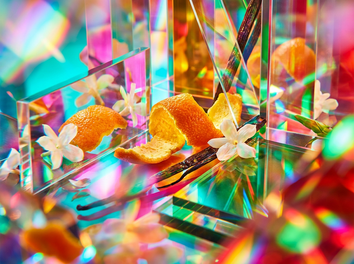 Artisanal fragrance ingredients including citrus and woods