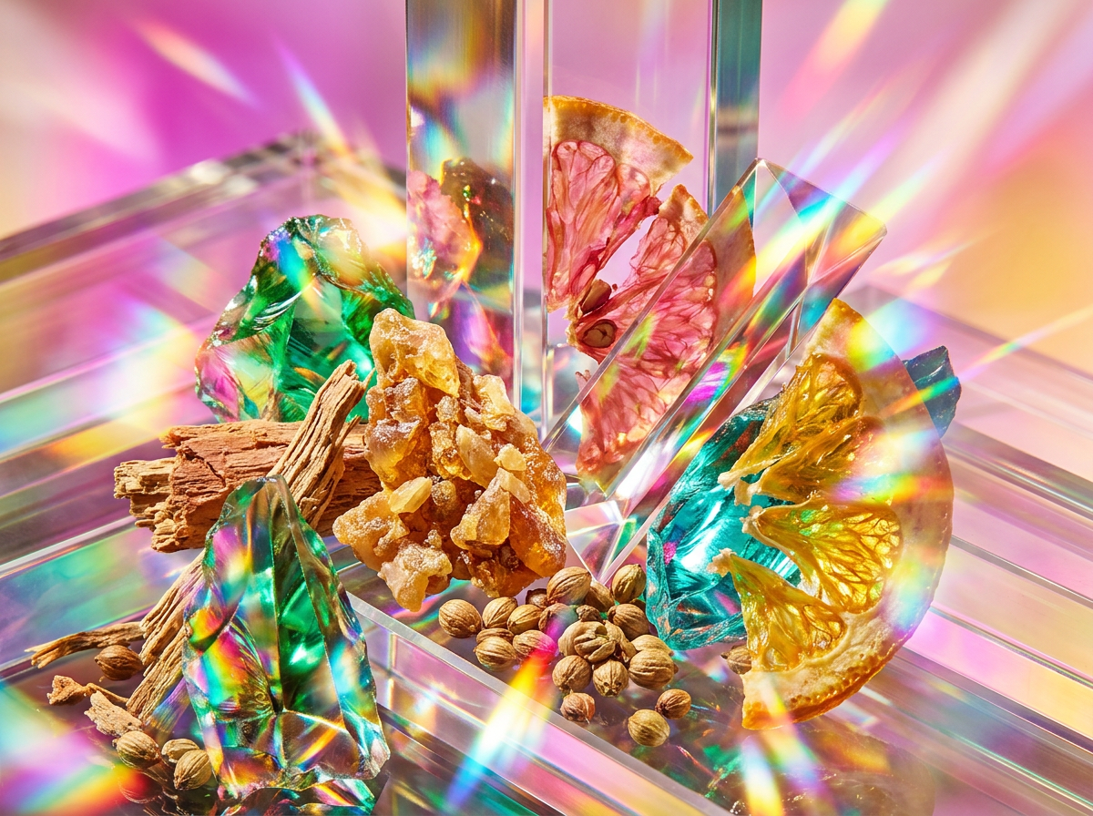 Oud wood chips and botanical ingredients